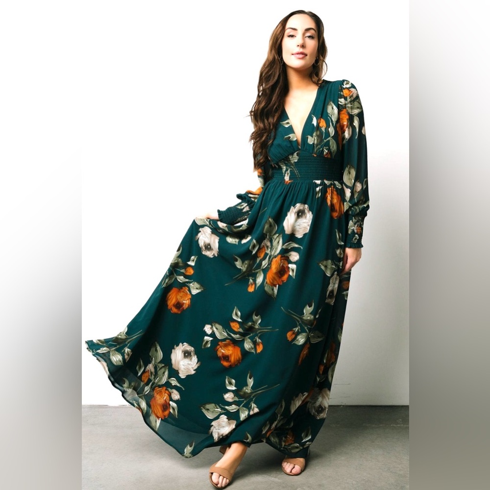 Baltic Born Teal Maxi Dress with Yellow & Cream Floral Print - Picture 10 of 14